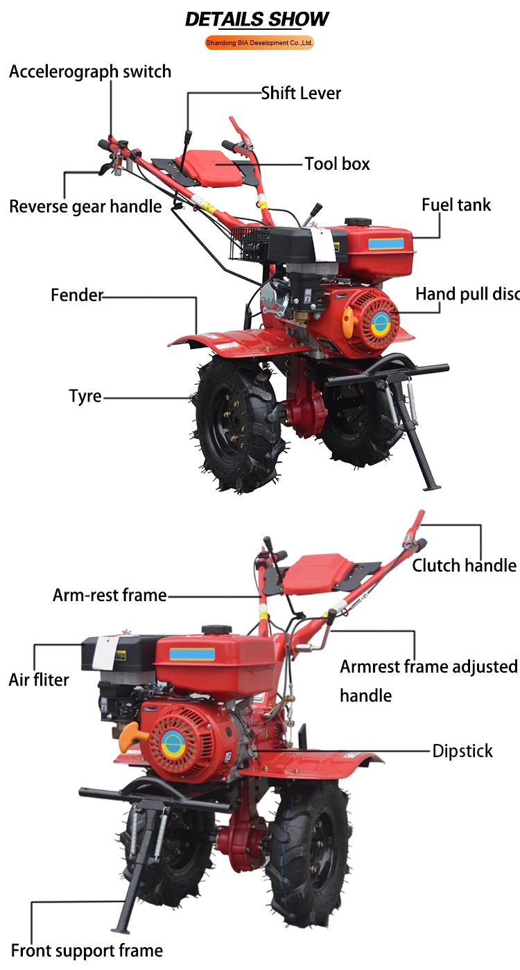 Gasoline Mini Cultivator Diesel Power Tiller with Rotary Blades Weeders